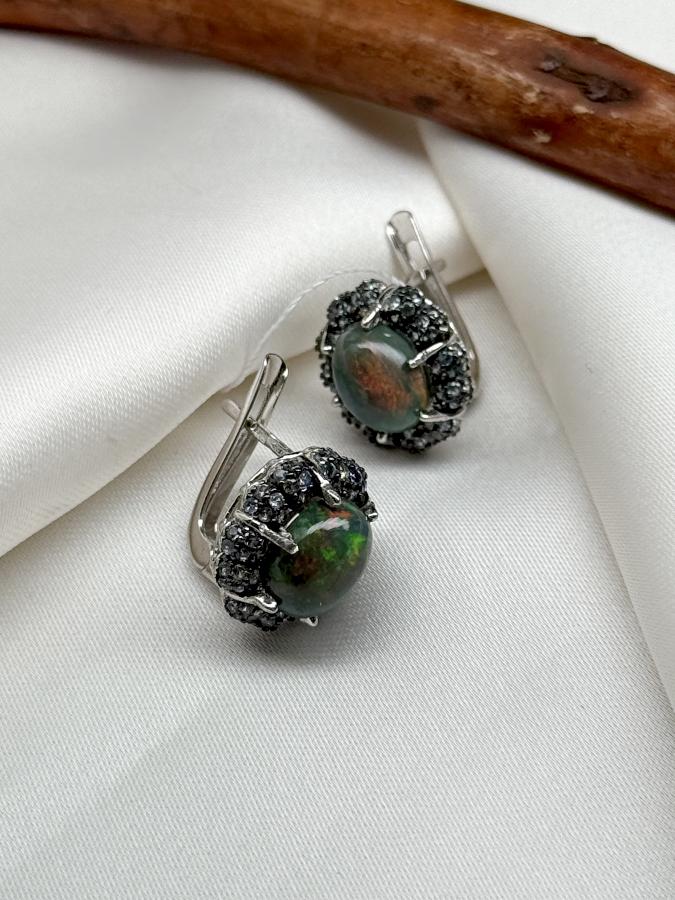 Серьги из серебра с благородным опалом    U-4068, фото 1