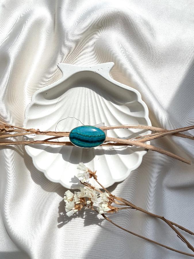 купить Кольцо из серебра с азуромалахитом в огранке, 17,4 размер , фото 2