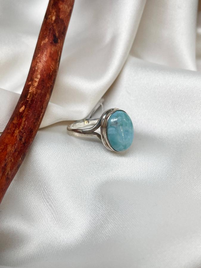 купить Кольцо из серебра с ларимаром, 18,5 размер  , фото 2