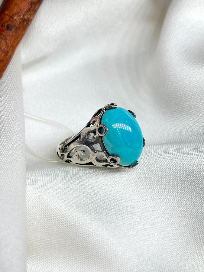 купить Кольцо из серебра с хризоколлой,17,5 размер  , фото 3
