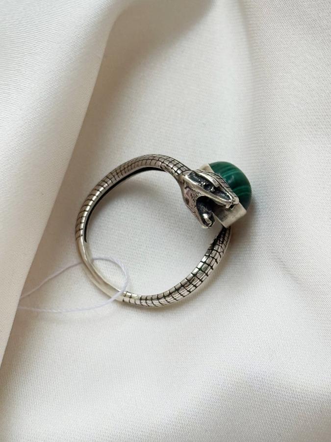 Кольцо из серебра с малахитом,19 размер  U-3830, фото 5