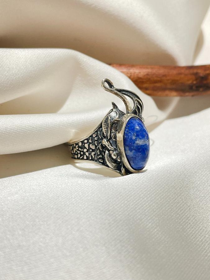 купить Кольцо из серебра с лазуритом, 18,5 размер  , фото 4