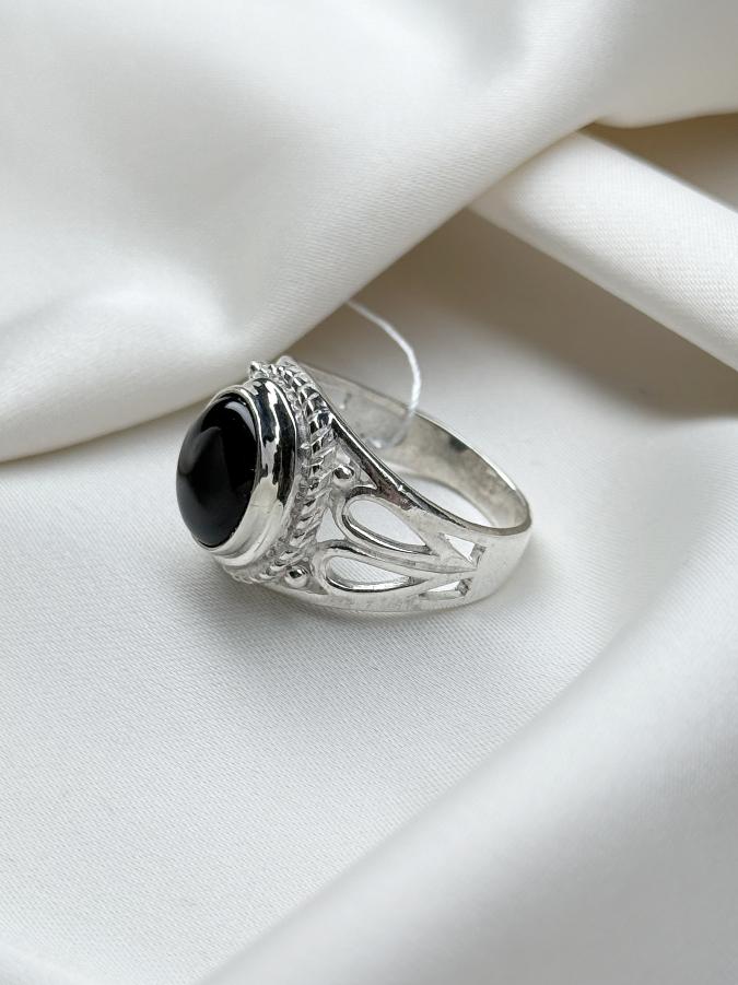 купить Кольцо из серебра с черным ониксом,19 размер , фото 2