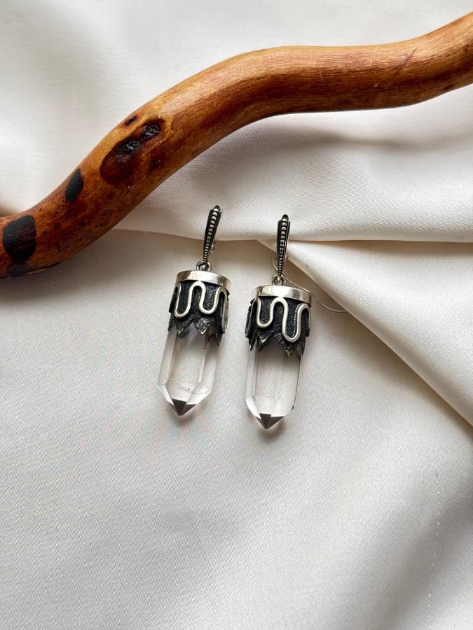 купить Серьги из серебра с горным хрусталем  , фото 2