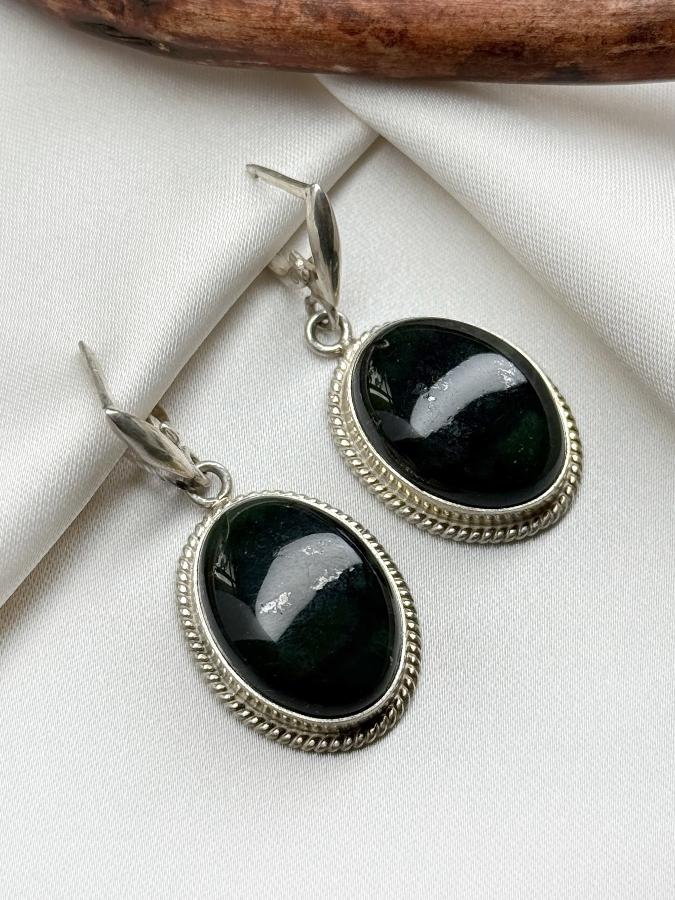 купить Серьги из серебра с нефритом  , фото 1