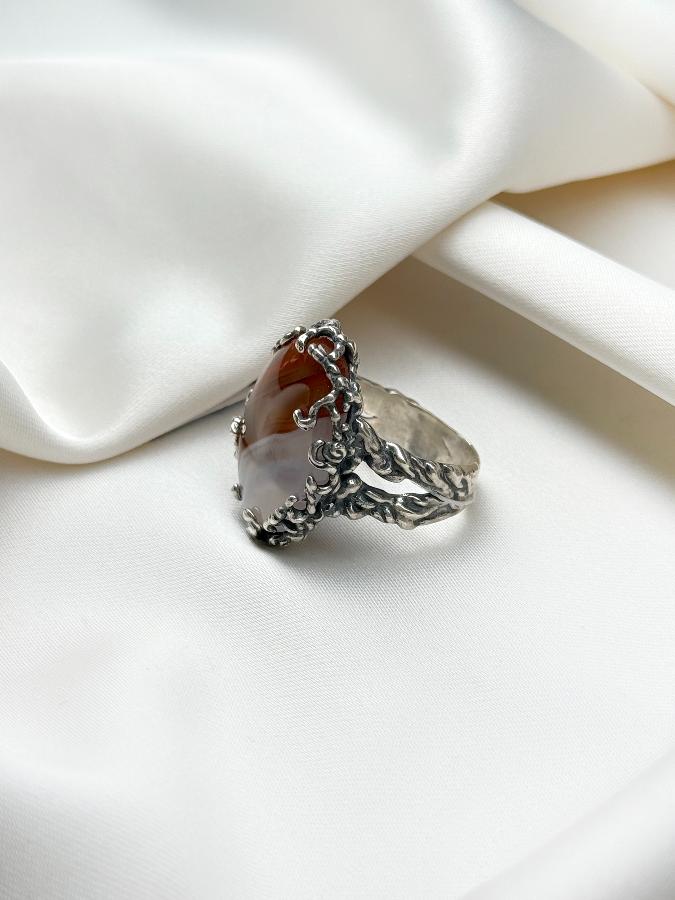 купить Кольцо из серебра с агатом,18 размер , фото 2
