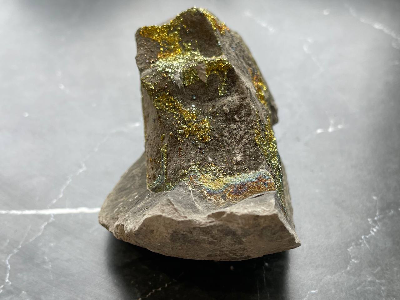 Спектропирит (пирит, марказит), 9,6х6,3х6,0 см OBM-0187, фото 3