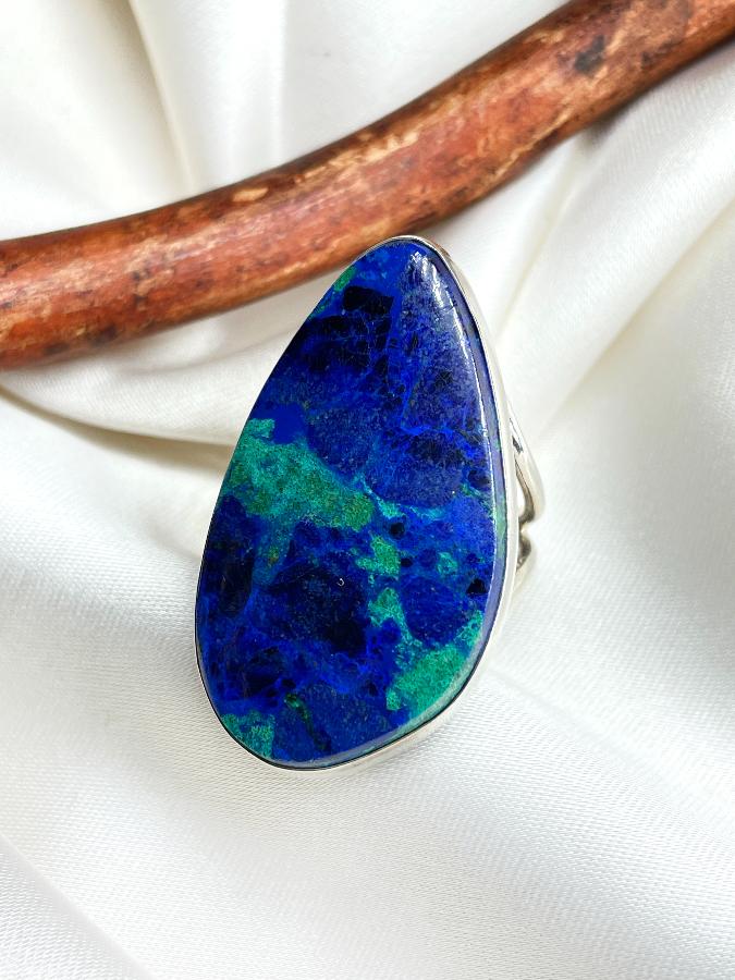 Кольцо из серебра с азурмалахитом,19 размер U-152, фото 1