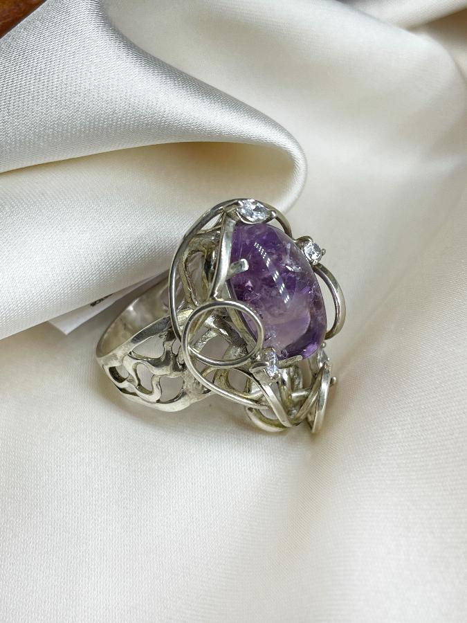 купить Кольцо из серебра с аметистом,19,5 размер  , фото 3