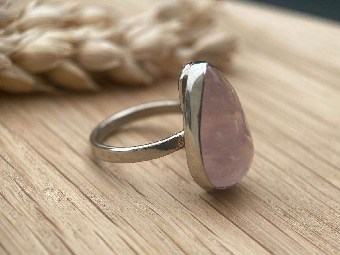 Кольцо с розовым кварцем, 16 размер KL-0428, фото 5
