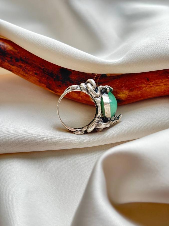 купить Кольцо из серебра с хризопразом  , фото 4