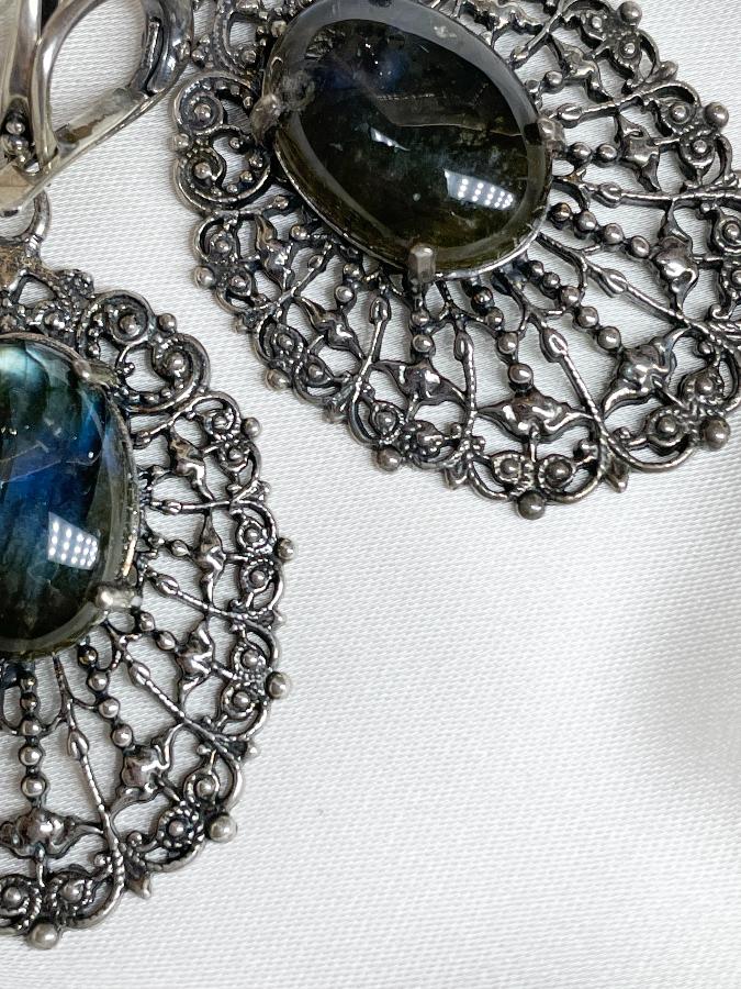 Серьги из серебра с лабрадором  K-275, фото 5