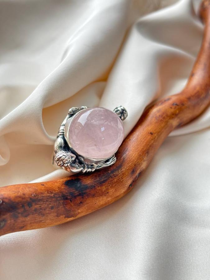 купить Кольцо из серебра с розовым кварцем  , фото 3