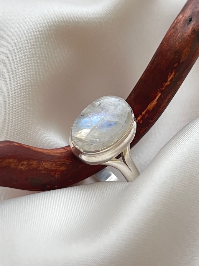 Кольцо из серебра с лунным камнем, 18,35 размер U-1454, фото 3