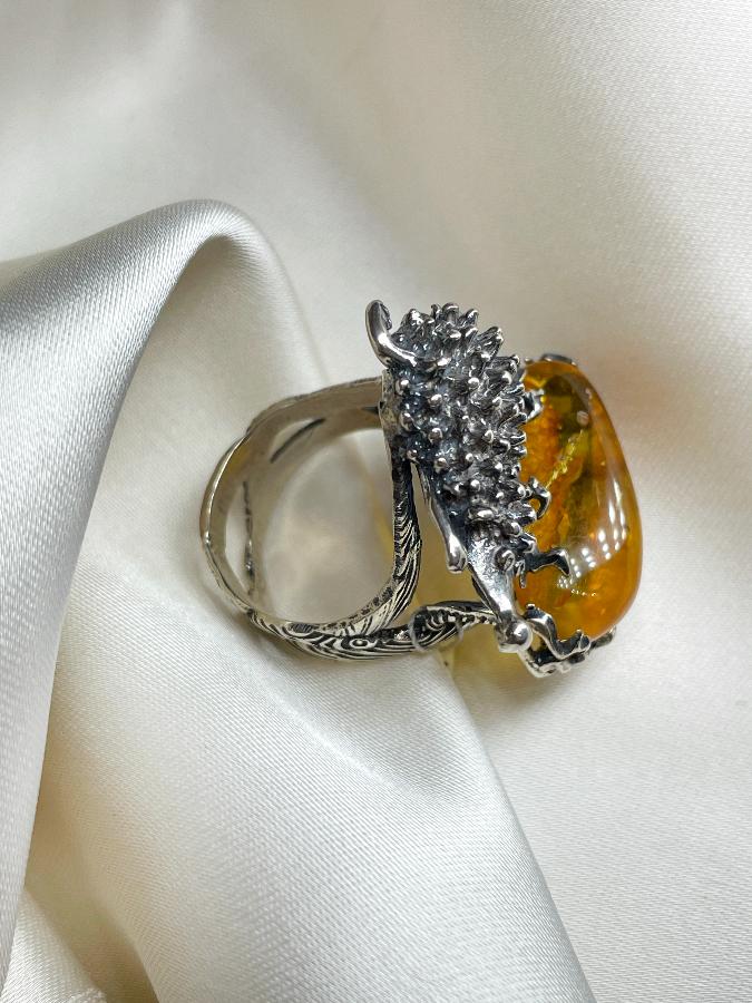 купить Кольцо из серебра с янтарем,18,5 размер  , фото 5