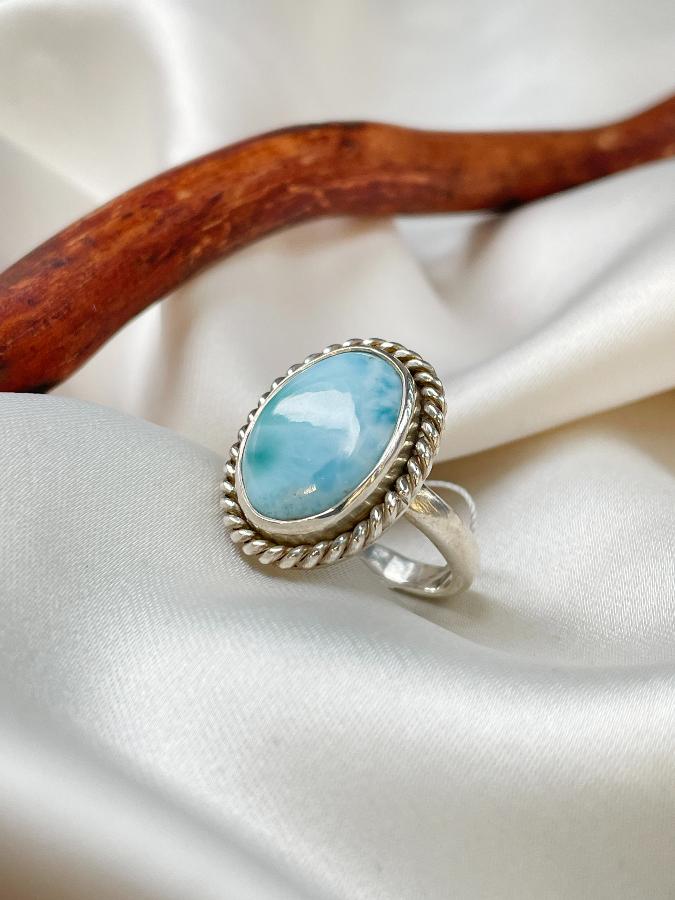 купить Кольцо из серебра с ларимаром,15,5 размер , фото 3