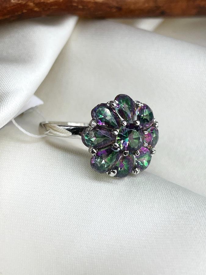 купить Кольцо из серебра с мистик топазом,20 размер , фото 4