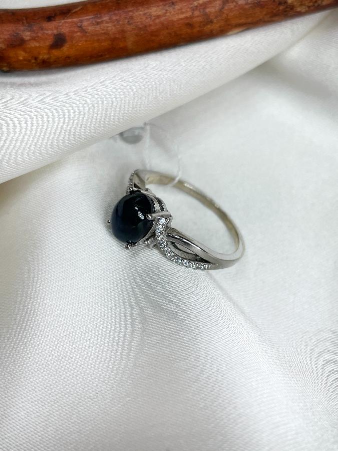 купить Кольцо из серебра с звездчатым сапфиром, 17,5 размер , фото 2