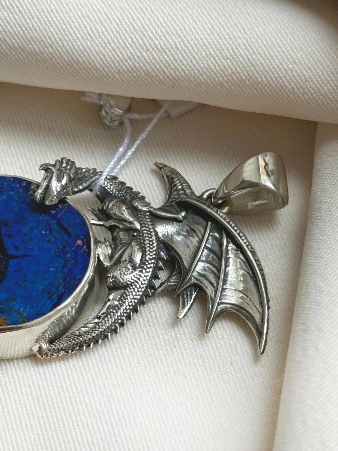 купить Кулон из серебра с азуритом в форме дракона , фото 3