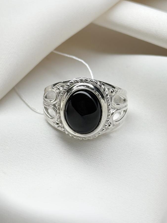 купить Кольцо из серебра с черным ониксом,19 размер , фото 1