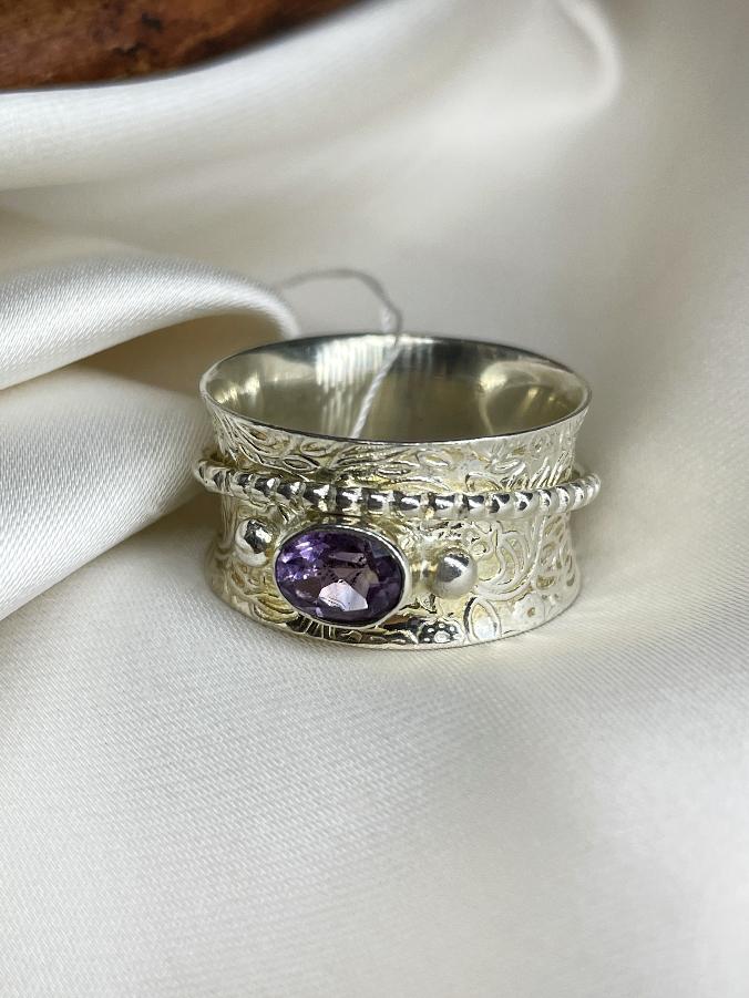 купить Кольцо из серебра с аметистом,20 размер , фото 3