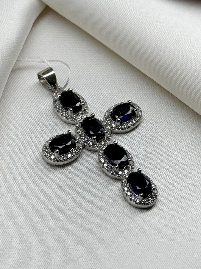 купить Кулон из серебра с сапфиром (синий корунд)  , фото 1