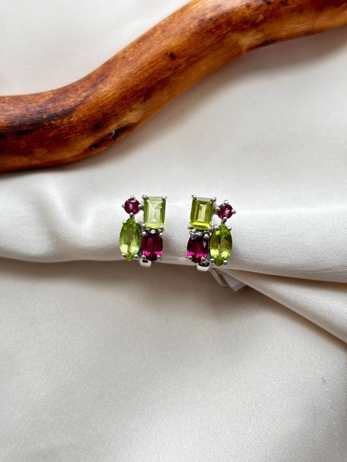 купить Серьги из серебра с перидотом  , фото 2