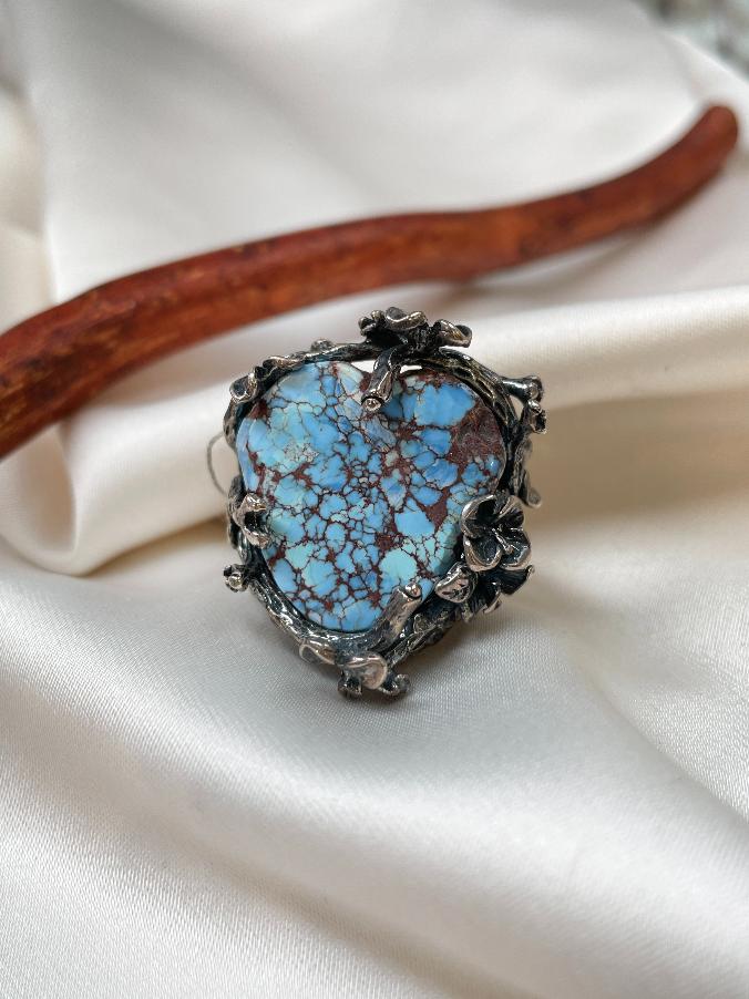 Кольцо из серебра с бирюзой, 18,5 размер  U-537, фото 3