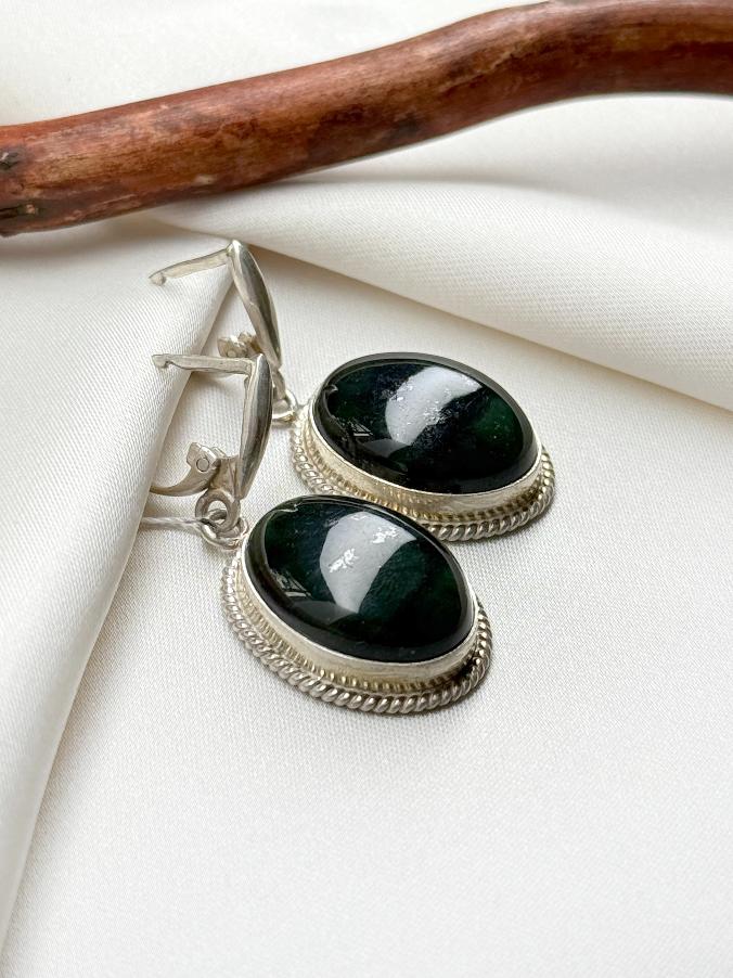 купить Серьги из серебра с нефритом  , фото 2