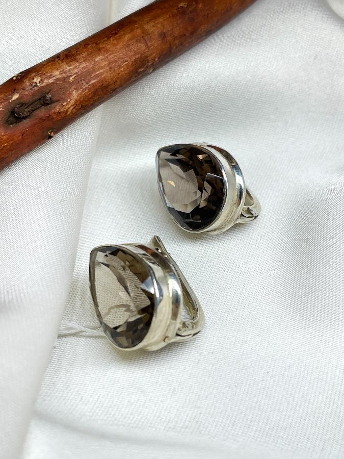 Кольцо из серебра  с раухтопазом (дымчатый кварц) U-3019, фото 1