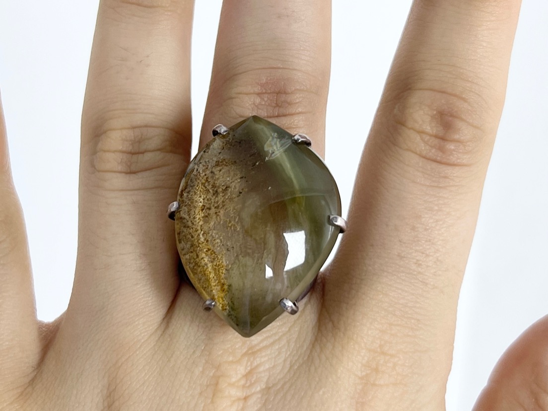 кольцо с кварцем с актинолитом, 19 размер KL-0839, фото 4