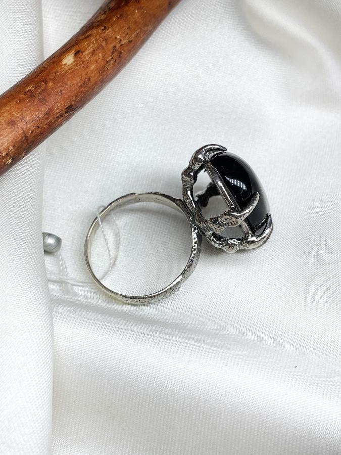Кольцо из серебра с обсидианом,17,5 размер K-300, фото 4