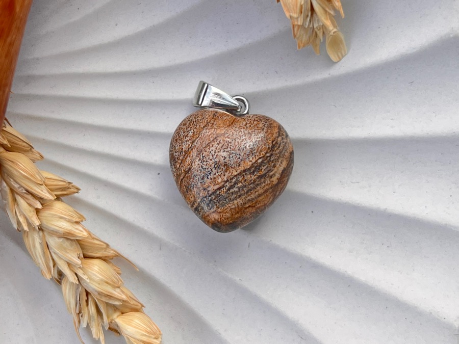 Кулон в форме сердца из песочной яшмы KU-0917, фото 1