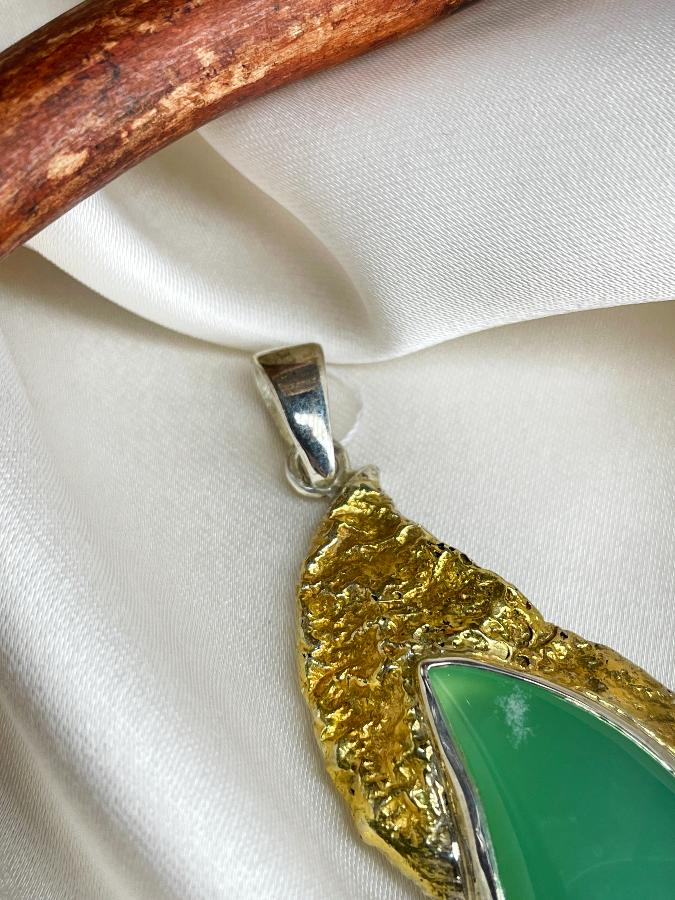 Кулон из серебра с хризопразом  U-3171, фото 2