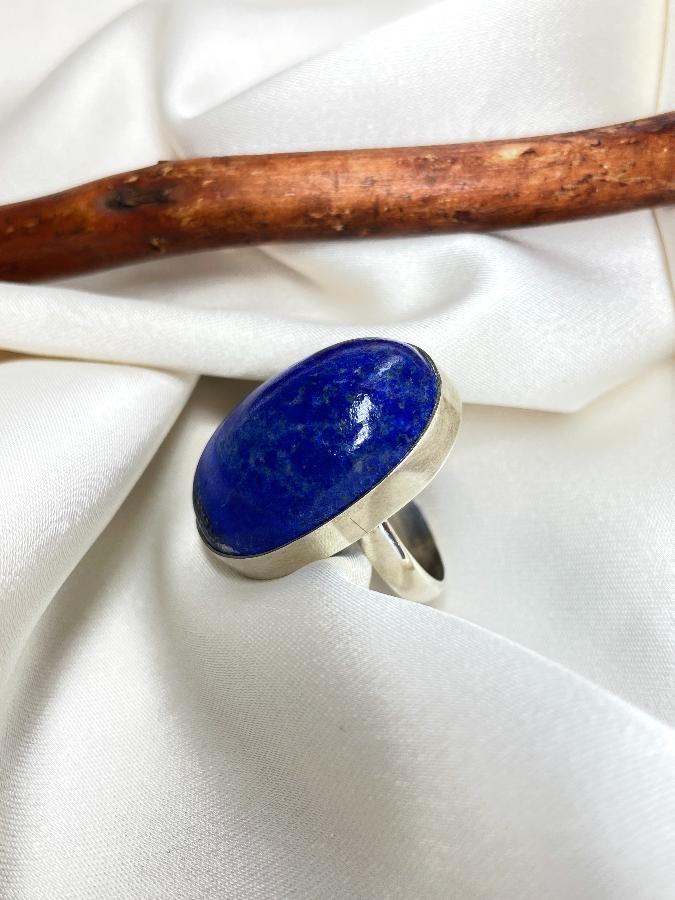 Кольцо из серебра с лазуритом,18 размер  U-323, фото 2