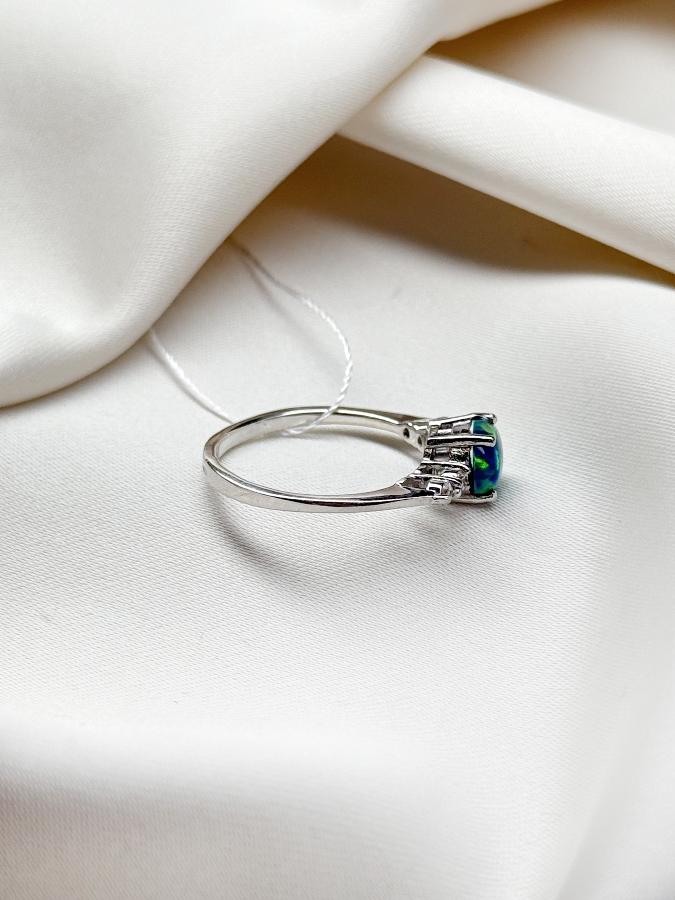 купить Кольцо из серебра с опалом (искусственный), 17,5 размер , фото 3