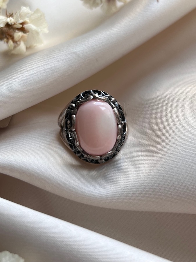 Кольцо из серебра с розовым кораллом, 17 размер 557980, фото 3