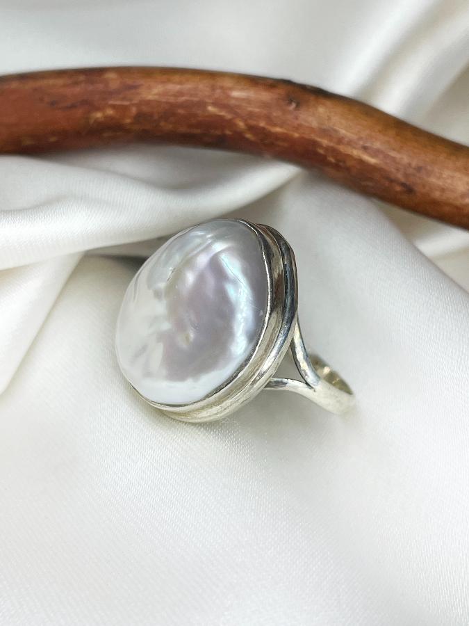 купить Кольцо из серебра с жемчугом,17 размер  , фото 2