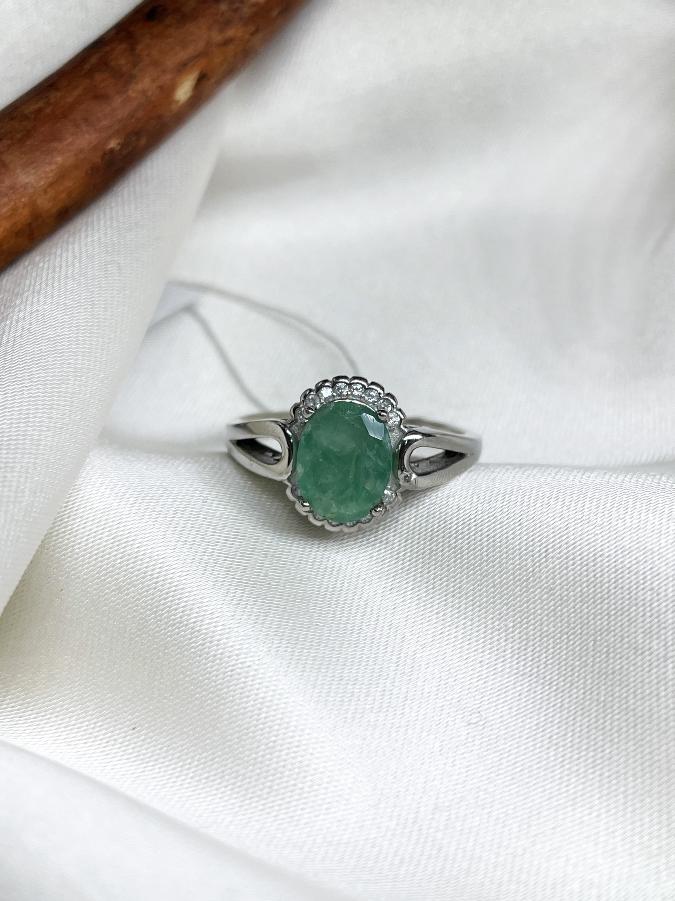 Кольцо из серебра с изумрудом (зеленый берилл), 17,5 размер U-2749, фото 4