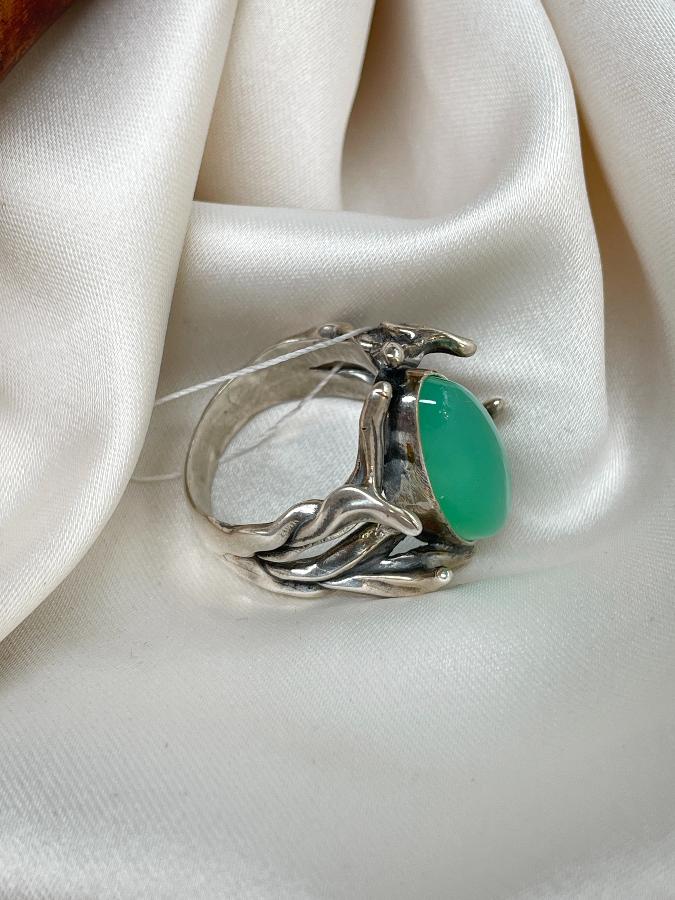 Кольцо из серебра с хризопразом,18 размер  U-3114, фото 4