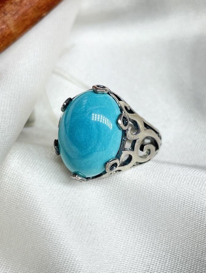 купить Кольцо из серебра с хризоколлой,17,5 размер  , фото 1