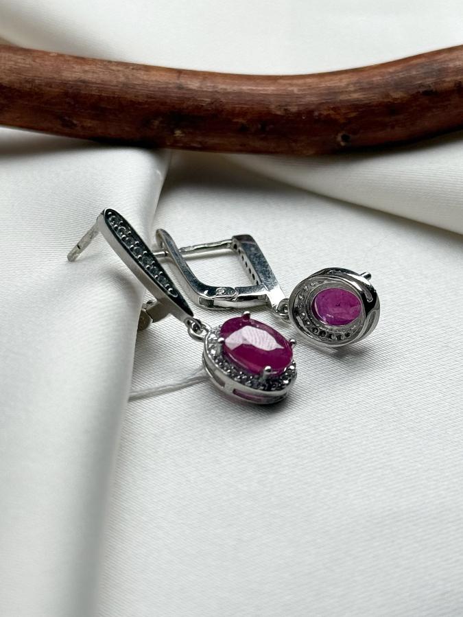 купить Серьги из серебра с рубином (красный корунд)  , фото 4