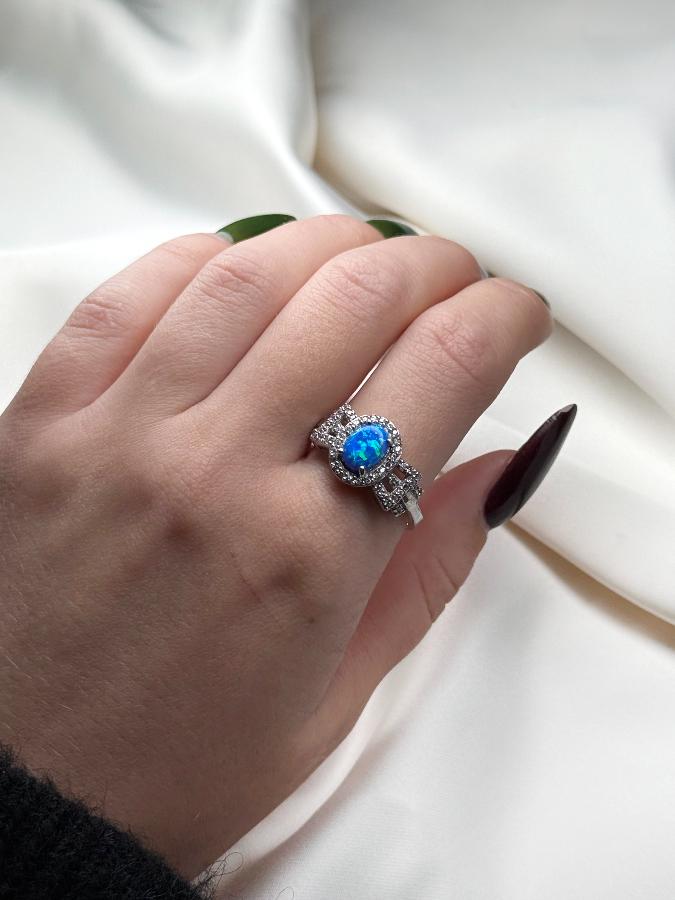 купить Кольцо из серебра с опалом (искусственный), 18,7 размер , фото 5