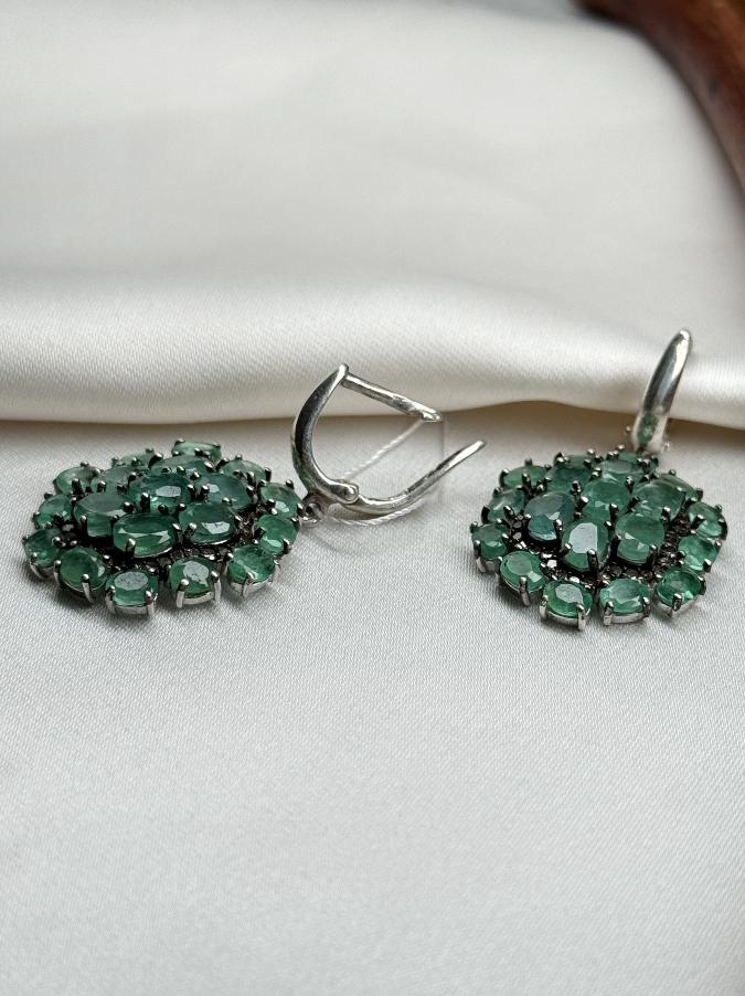 купить Серьги из серебра с изумрудом (зеленый берилл)   , фото 3