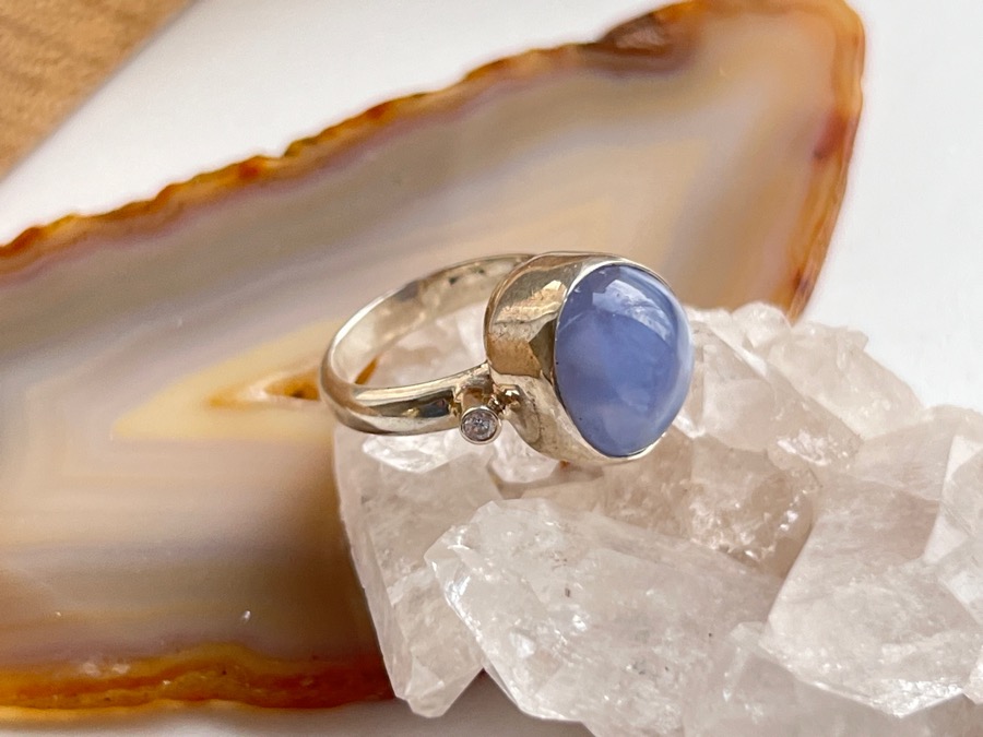 Кольцо с сапфирином (голубой агат), 16,5 размер KL-1060, фото 3