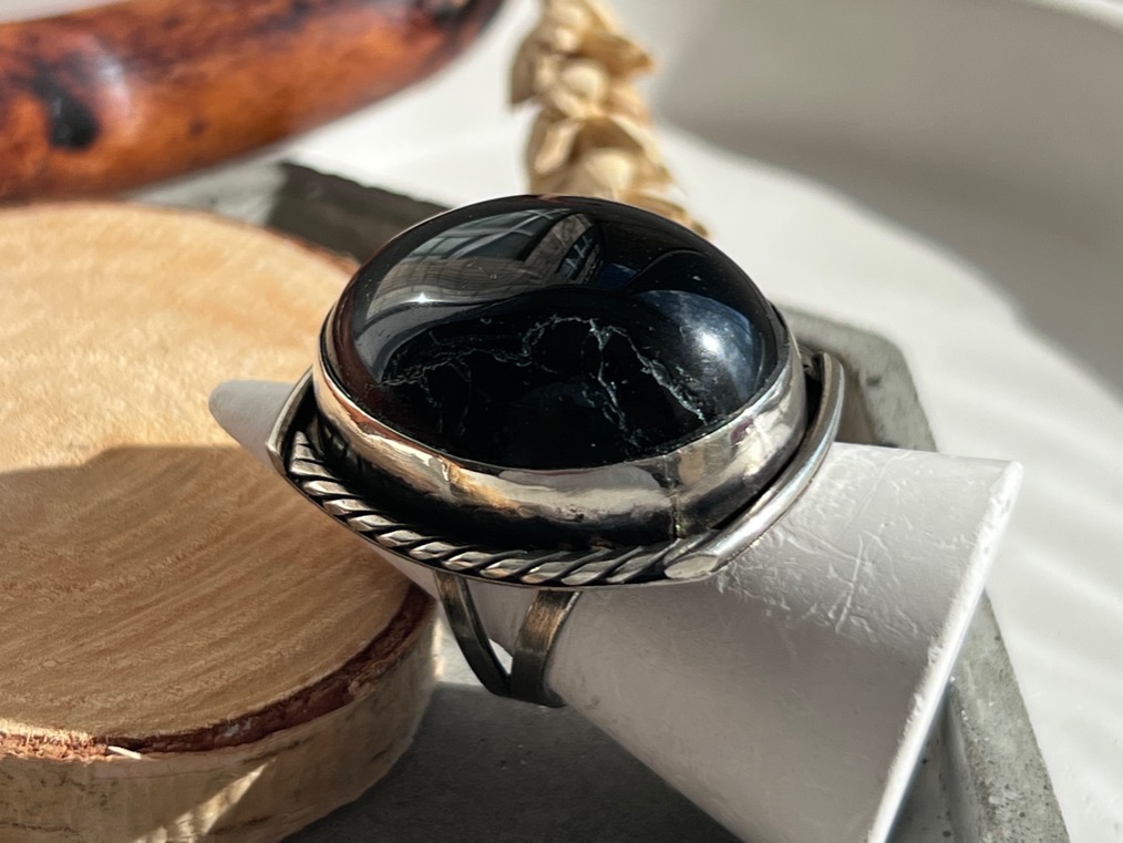 Кольцо с чёрным турмалином (шерл), 19 размер KL-0965, фото 3