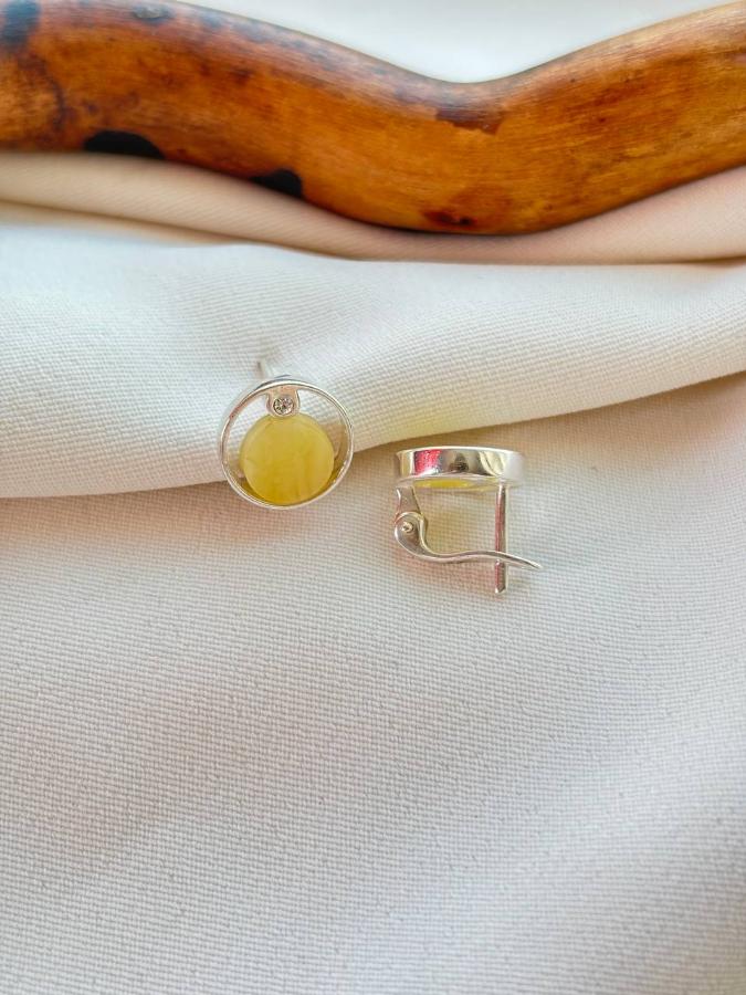 купить Серьги из серебра с янтарем , фото 1