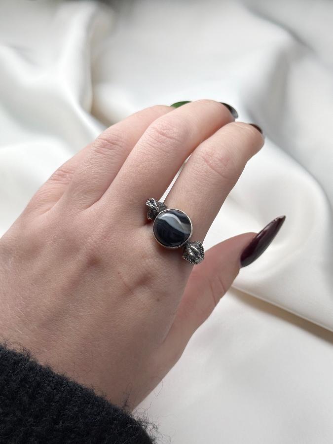 Кольцо из серебра с агатом, 20 размер U-3353, фото 5