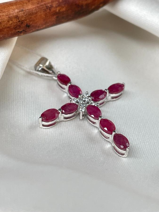 Кулон из серебра с рубином (красный корунд)  U-3044, фото 4