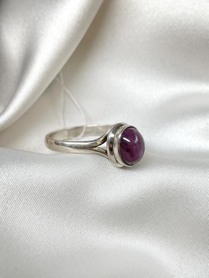 купить Кольцо из серебра с звездчатым рубином,18 размер , фото 2